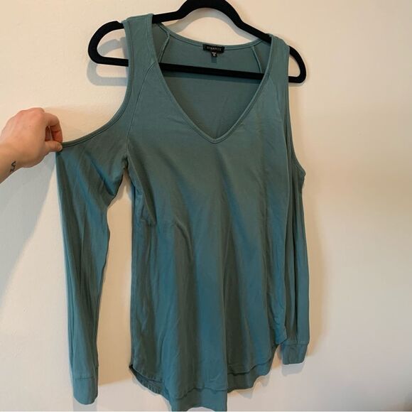 Dynamite Green Cold Shoulder Long Sleeve Top Size XS - Picture 3 of 7